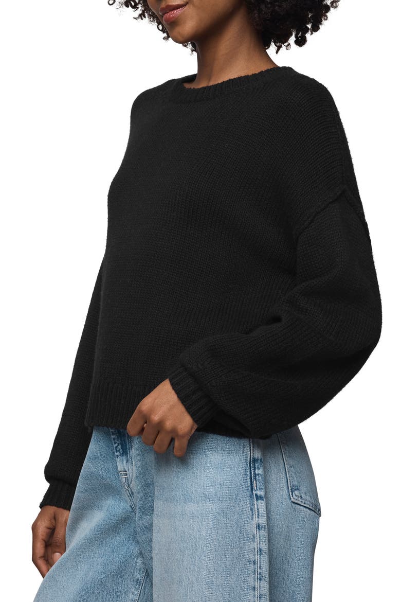 Delaney Crewneck Cotton Blend Sweater, Alternate, color, BLACK