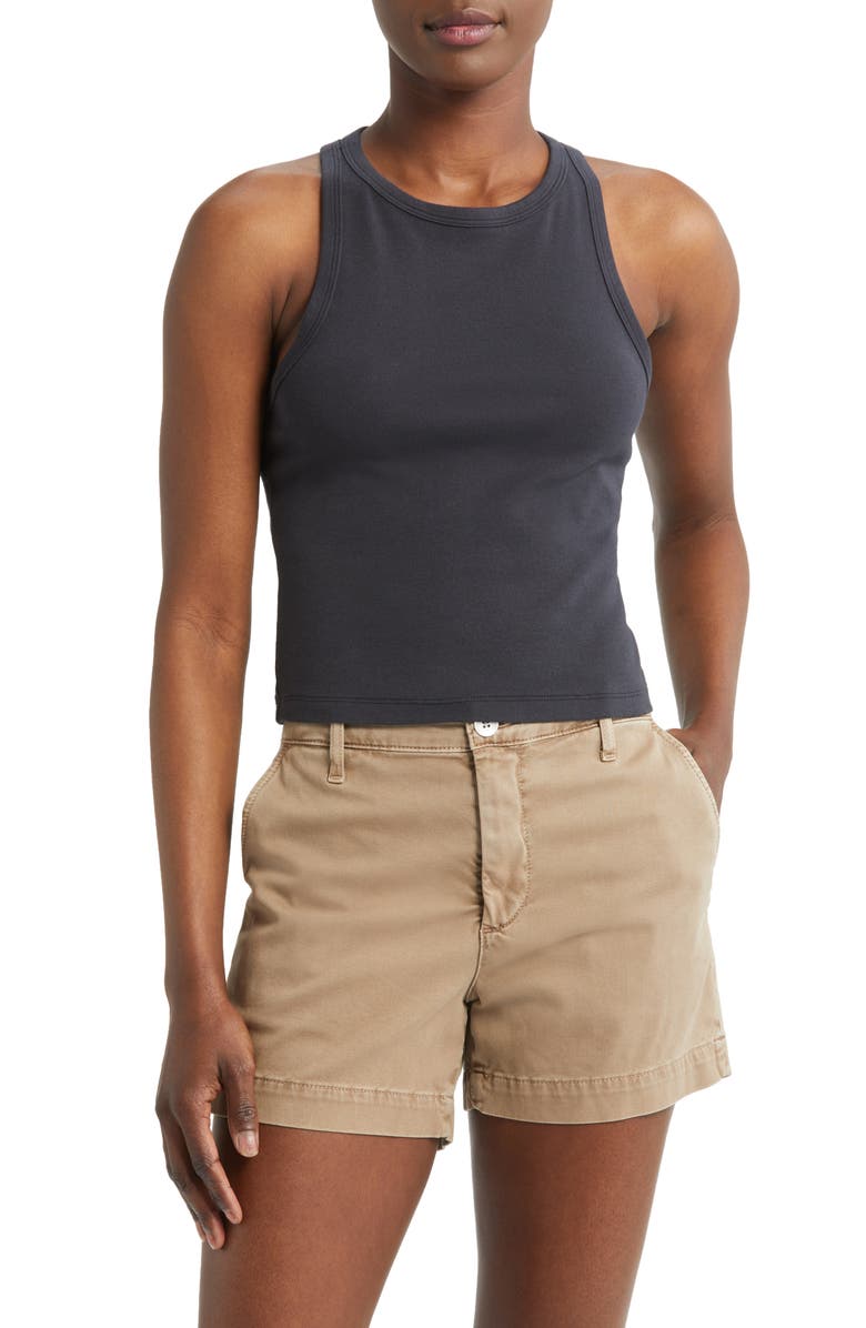 AG Olive Racerback Crop Rib Tank, Main, color, 