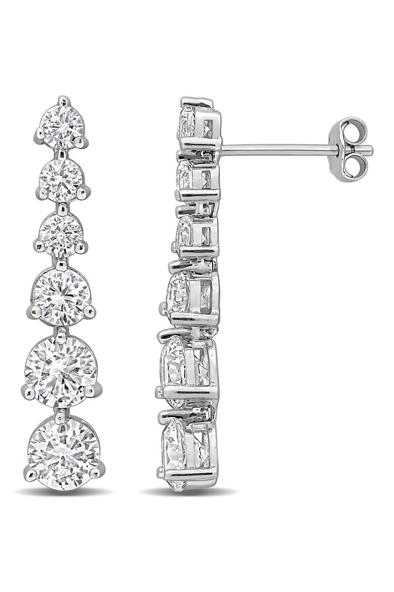 Lab-Grown White Sapphire Graduated Drop Earrings, Main, color, WHITE