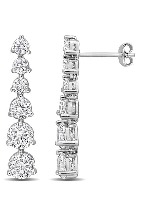 Lab-Grown White Sapphire Graduated Drop Earrings