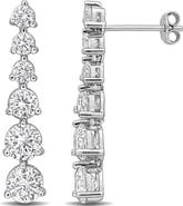 DELMAR Lab-Grown White Sapphire Graduated Drop Earrings