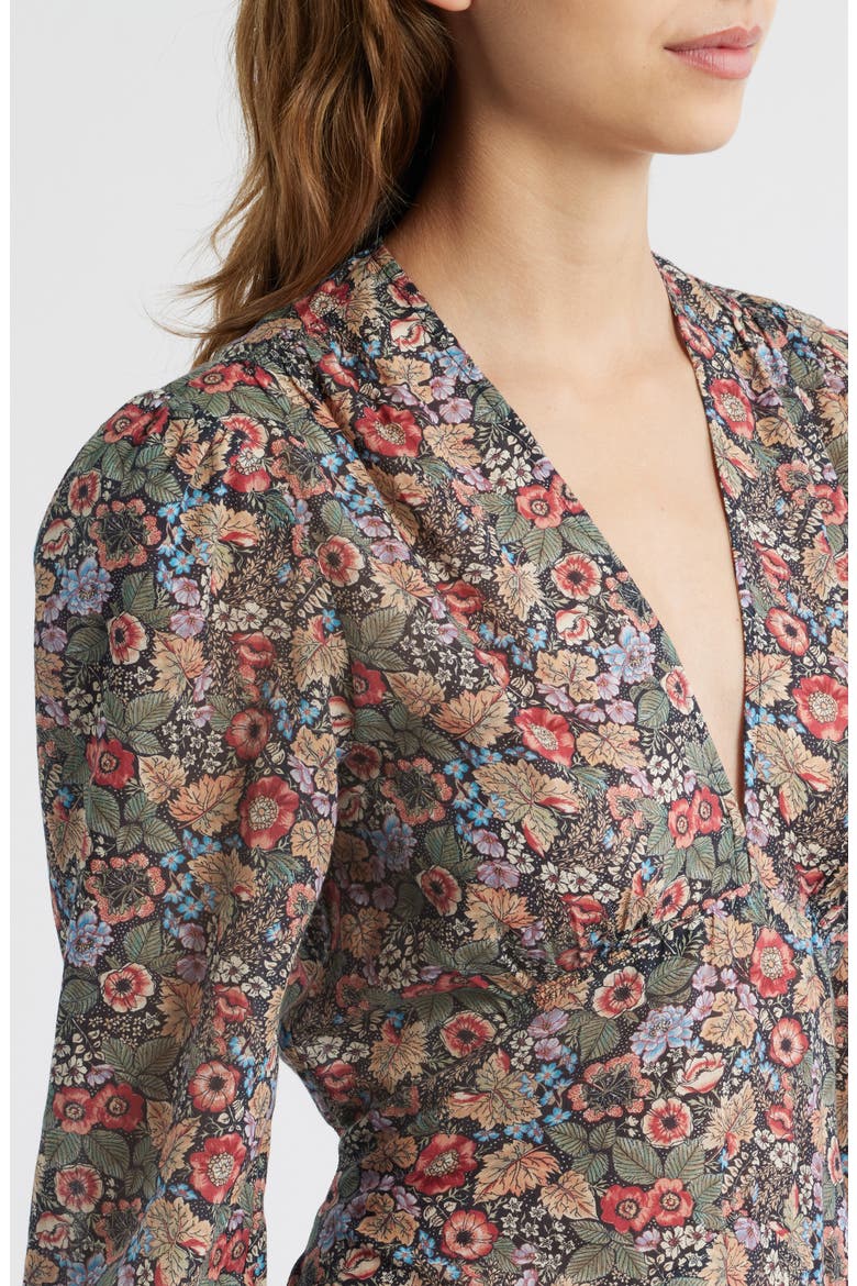 Charleston Floral Long Sleeve Cotton Maxi Dress, Alternate, color, WILD BERRY THICKET