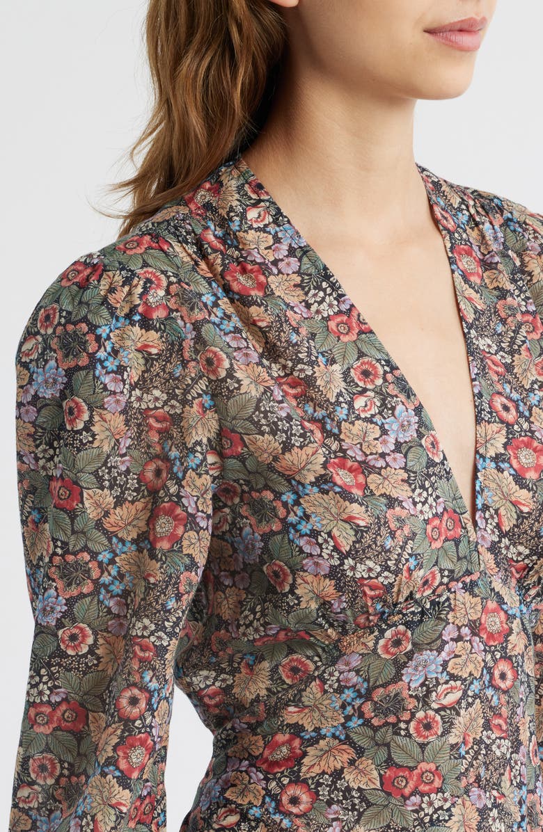 DÔEN Charleston Floral Long Sleeve Cotton Maxi Dress, Alternate, color, Wild Berry Thicket