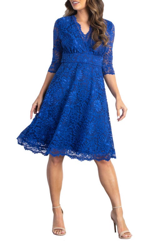 Kiyonna Mademoiselle A-line Lace Cocktail Dress In Blue