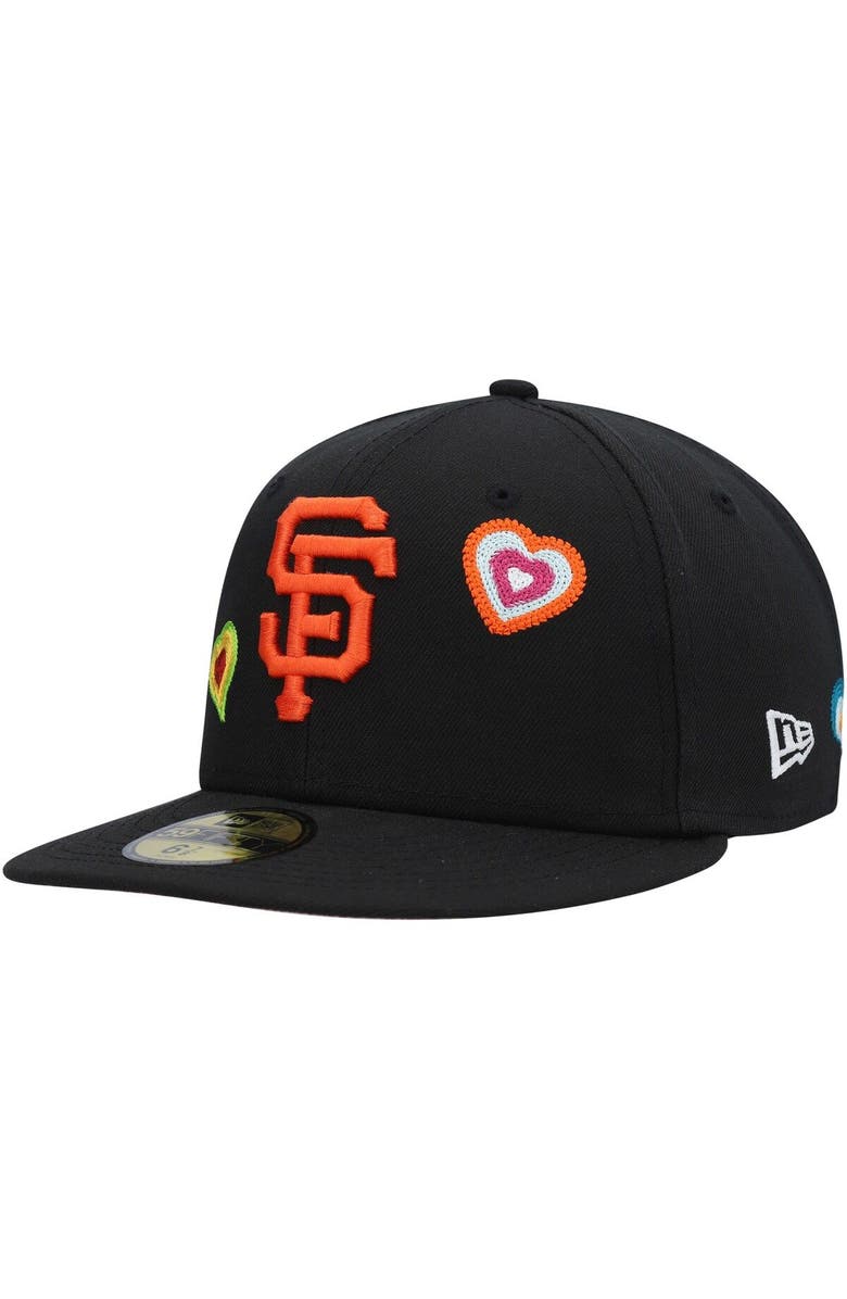 New Era Men's New Era Black San Francisco Giants Chain Stitch Heart 59FIFTY Fitted Hat, Main, color, 