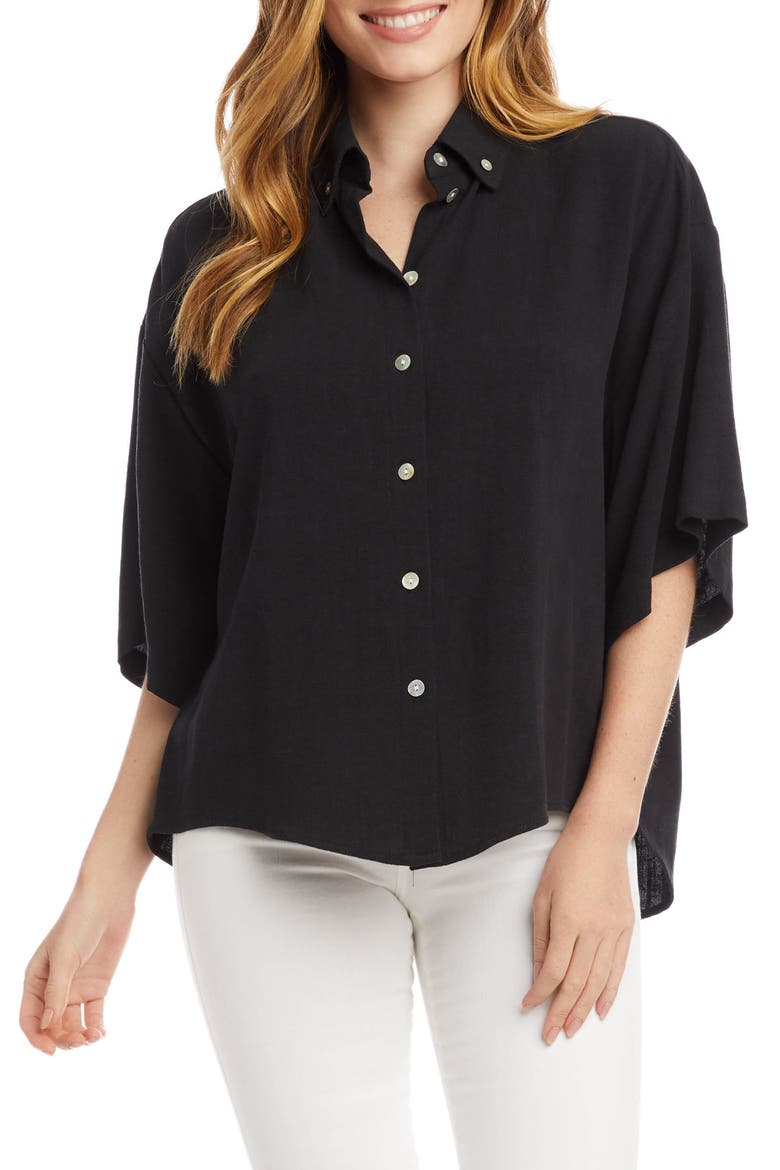Relaxed Woven Shirt, Main, color, BLACK