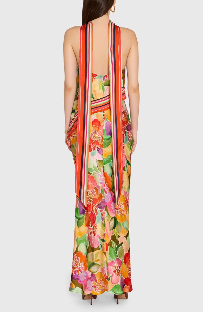 Amanda Uprichard Irena Floral Print Scarf Gown, Alternate, color, Dominica Scarf Print