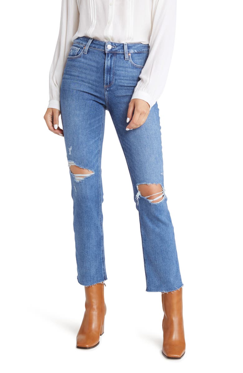 PAIGE Cindy Ripped High Waist Crop Straight Leg Jeans, Main, color, 
