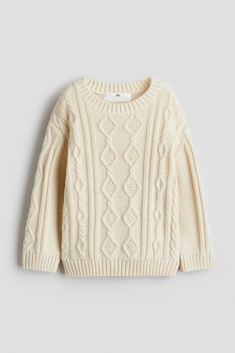 Cable-knit Jumper, Alternate, color, Light beige