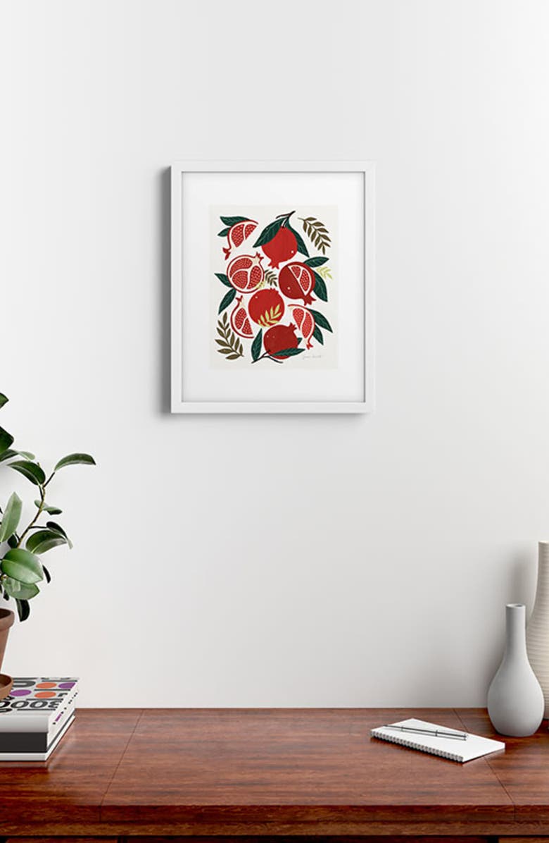 Deny Designs Pomegranates Pattern Framed Art Print, Alternate, color, Red/ Green