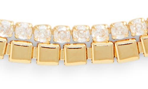 Nordstrom Cubic Zirconia Border Tile Necklace In Clear- Gold