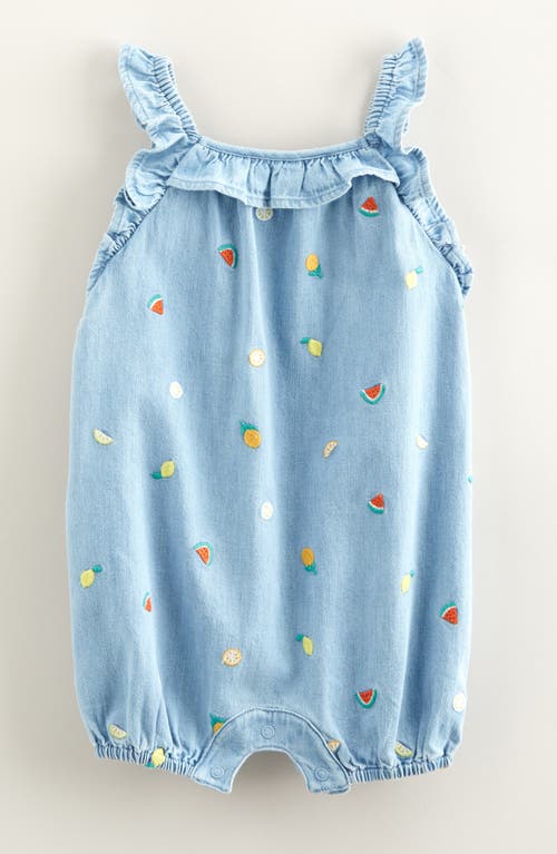 Tucker + Tate Embroidered Denim Romper in Aquamarine Wash Ditsy Fruit  product