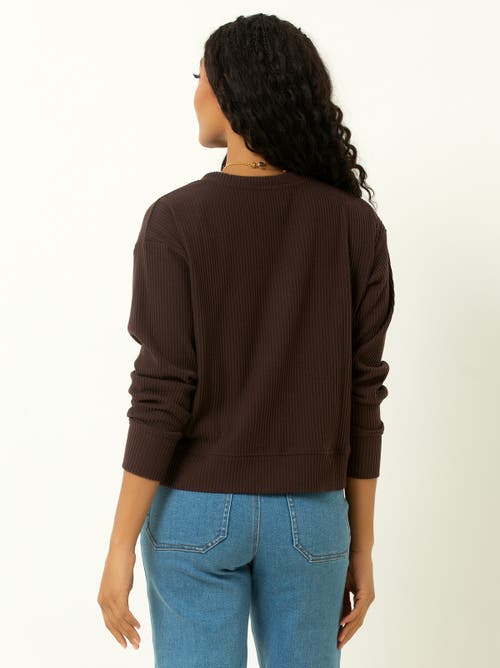 Single Stitch Ribbed V-neck Cardigan In Brown