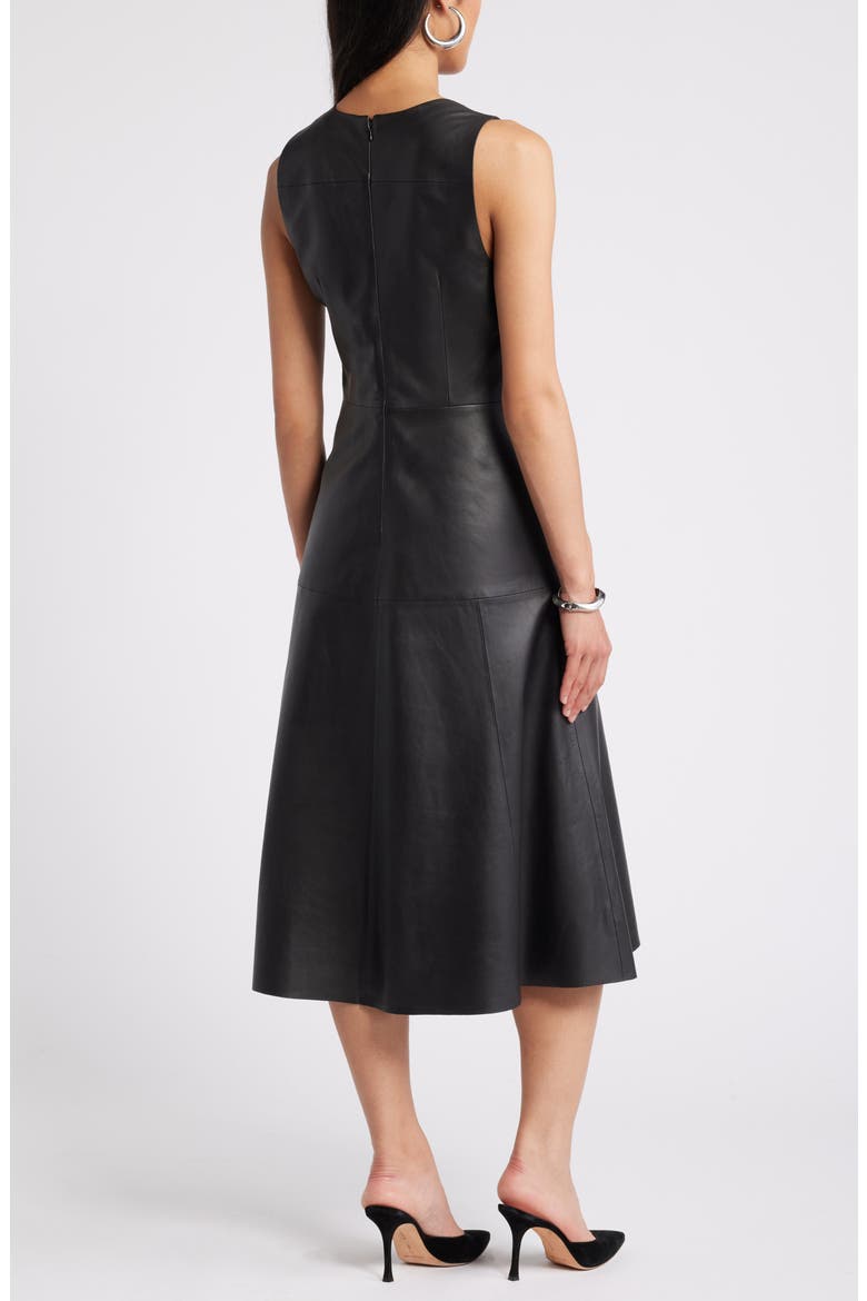 A-Line Leather Dress, Alternate, color, BLACK