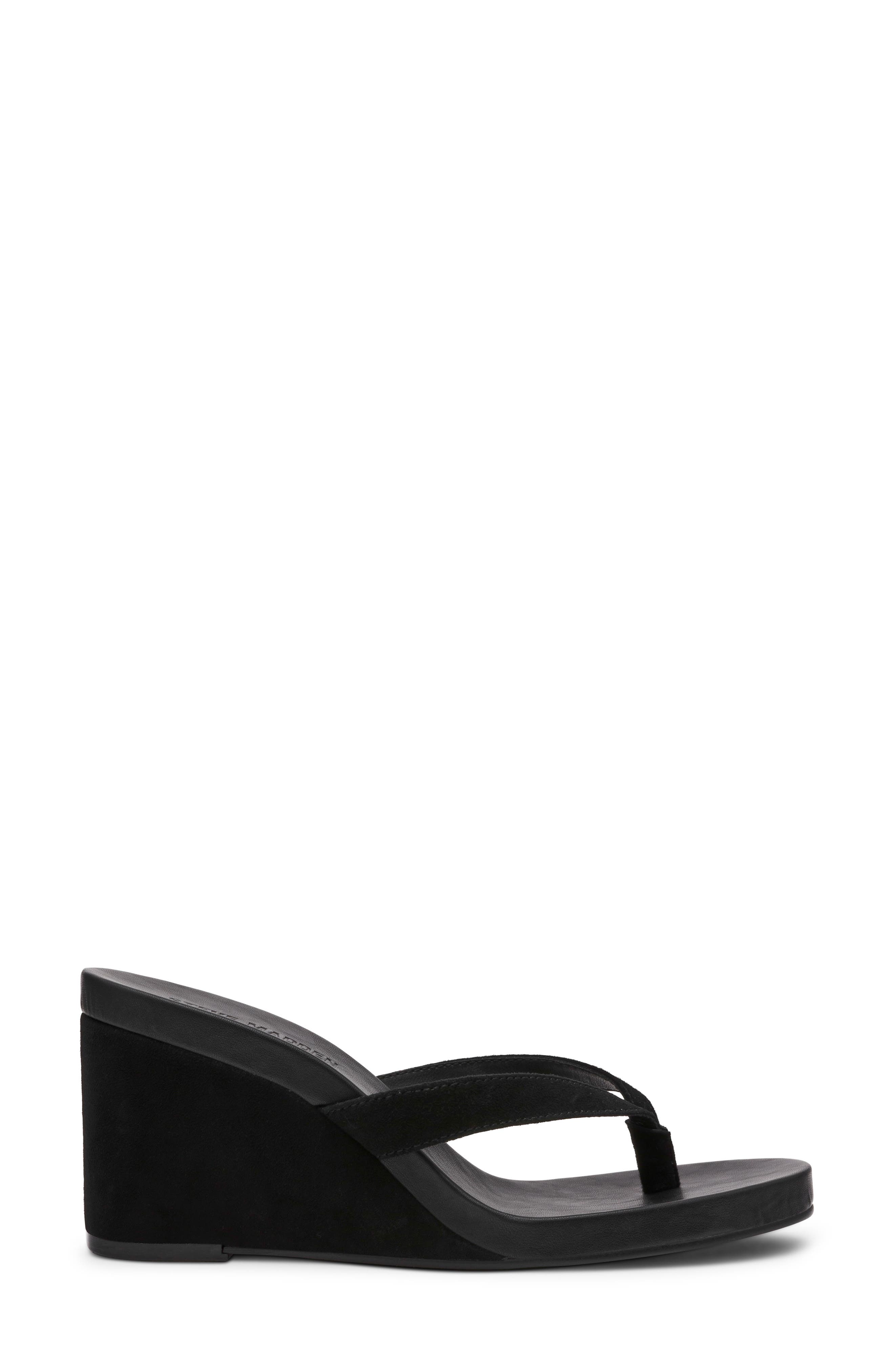 Steve Madden Playing Wedge Sandal, Alternate, color, Black Suede
