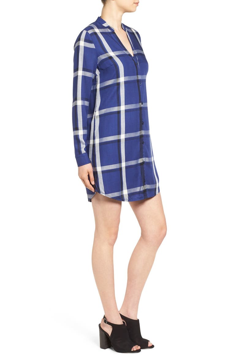 'Vevina' Plaid Shirtdress, Alternate, color, COBALT