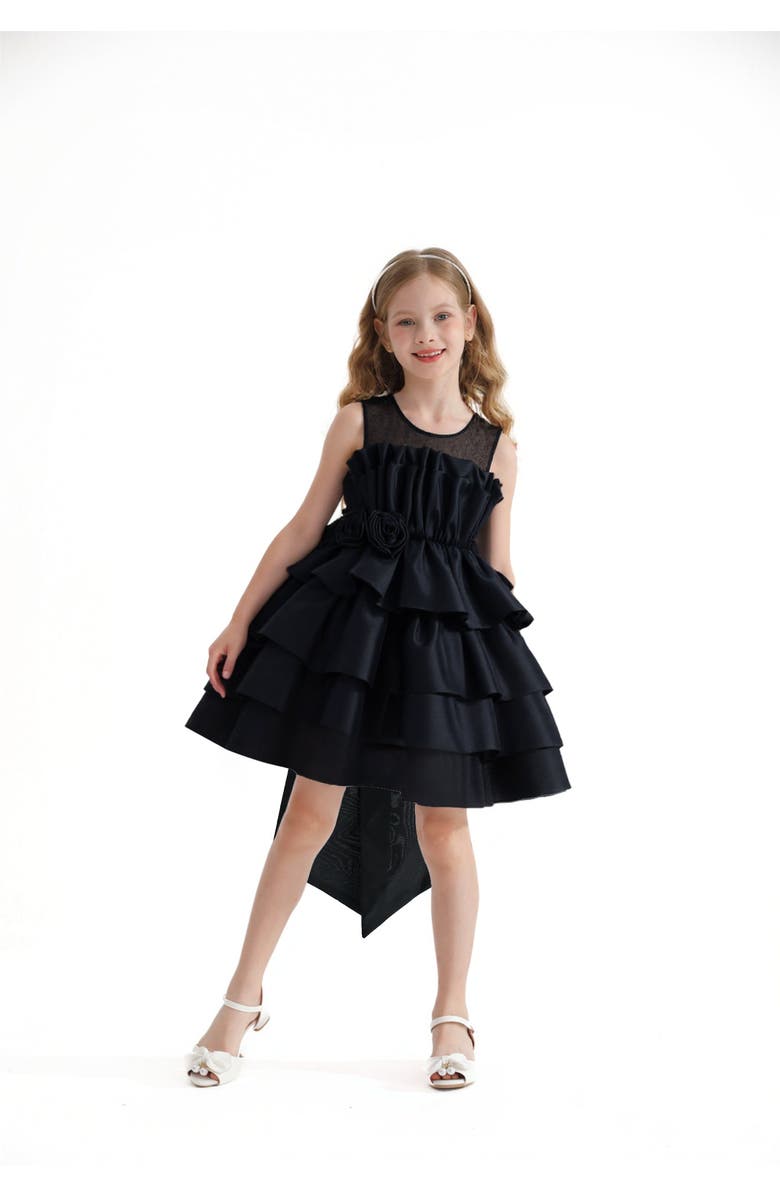 Tulleen Tiered Bow Dress, Alternate, color, Black