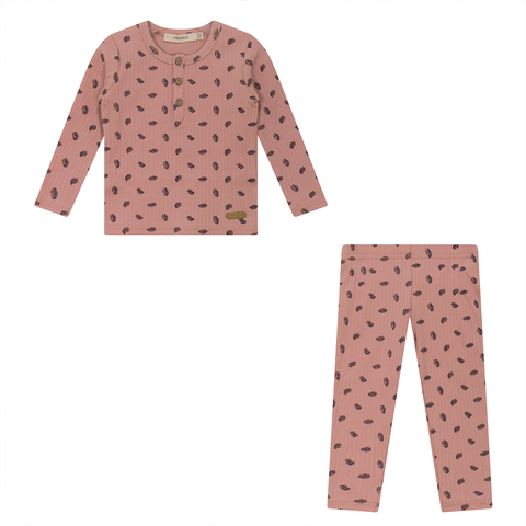 Feather Print Knit 2 Piece Long Sleeve Top and Pants Set (Toddler, Little Kid & Big Kid)