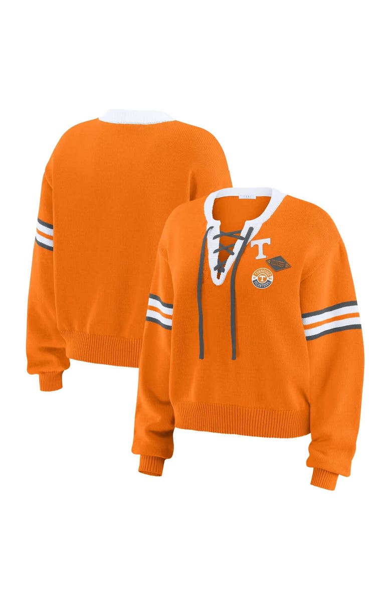 WEAR by Erin Andrews Women's WEAR by Erin Andrews Tennessee Orange Tennessee Volunteers Lace-Up Pullover Sweater, Main, color, Tennessee Orange