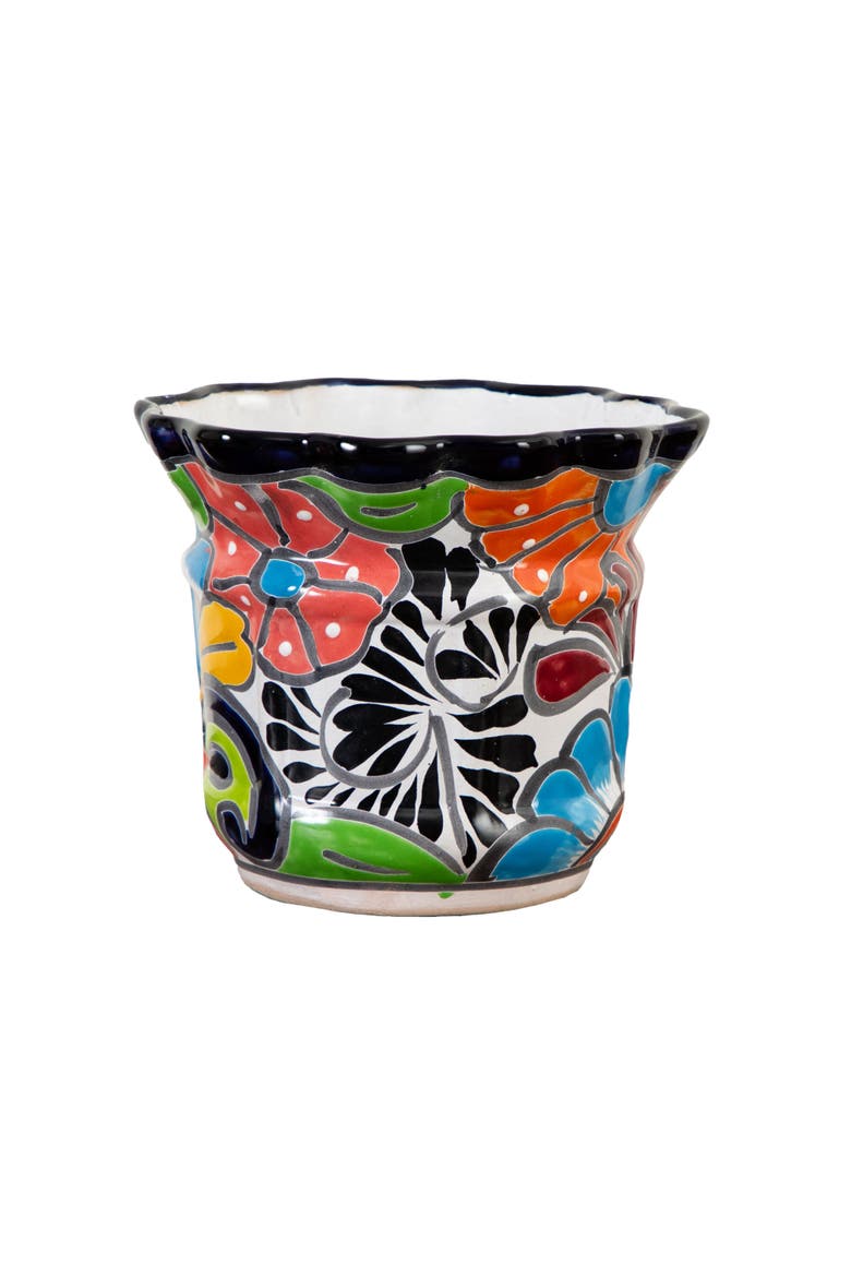 7-in x 8-in Handmade Mexican Talavera Ceramic Planter, Main, color, Multicolor
