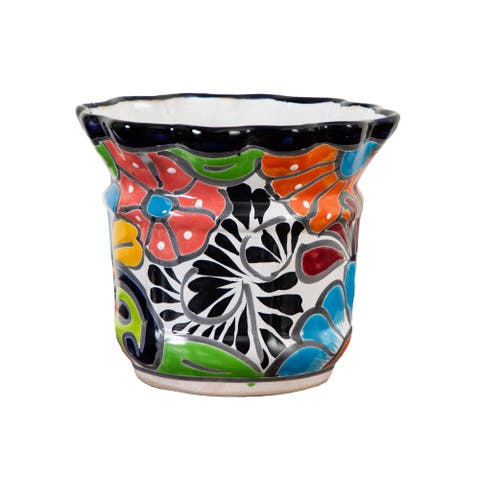 7-in x 8-in Handmade Mexican Talavera Ceramic Planter