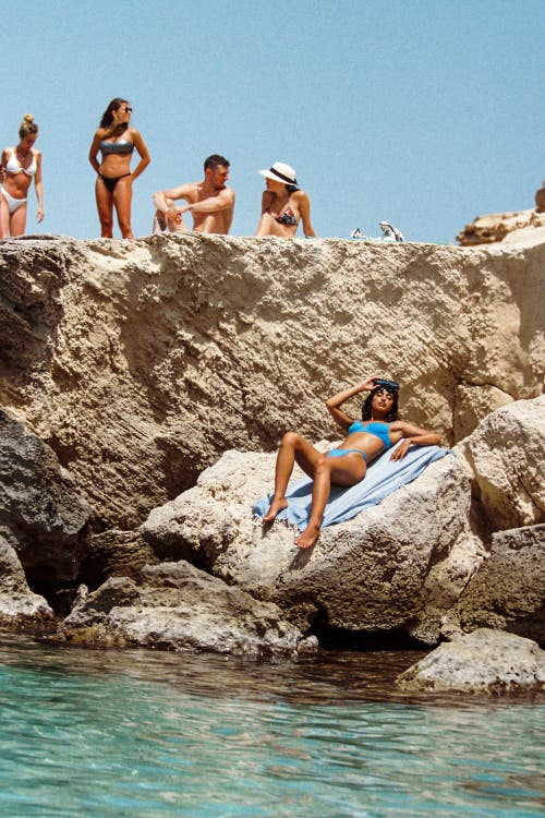 Sunkissed Sand Free Beach Towel In Antalya Blue