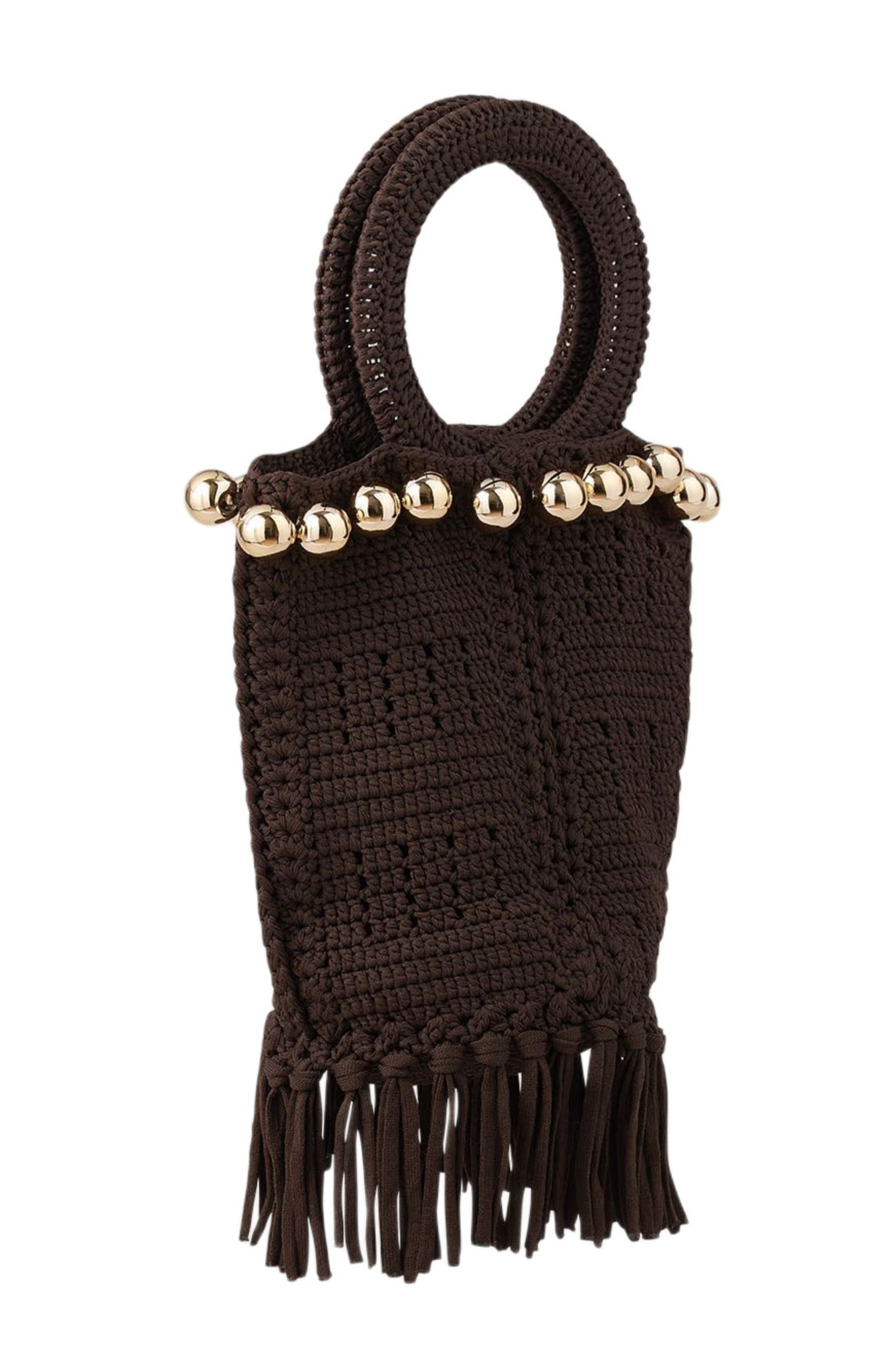 SANDRO Small beaded fringed crochet bag, Alternate, color, 
