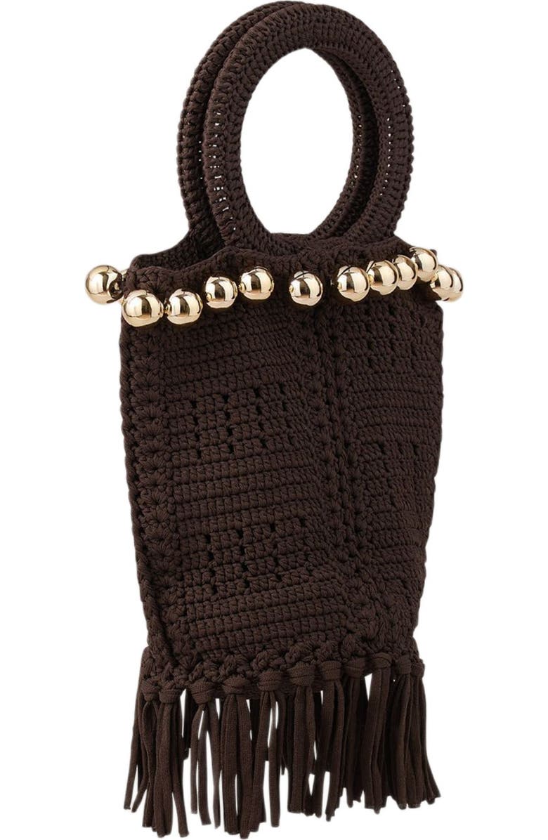 SANDRO Small beaded fringed crochet bag, Alternate, color,