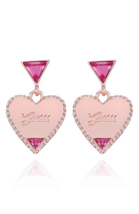 Crystal Heart Drop Earrings