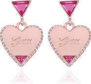 GUESS Crystal Heart Drop Earrings