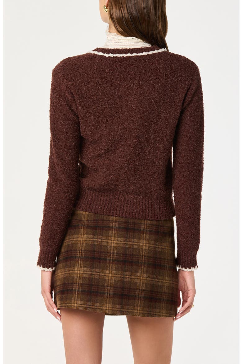 Contrast Stitch Cardigan, Alternate, color, BROWN