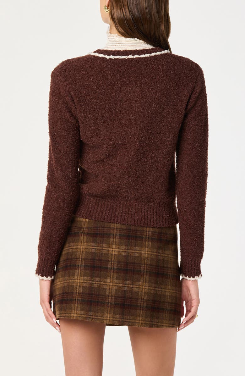 ASTR the Label Contrast Stitch Cardigan, Alternate, color, Brown