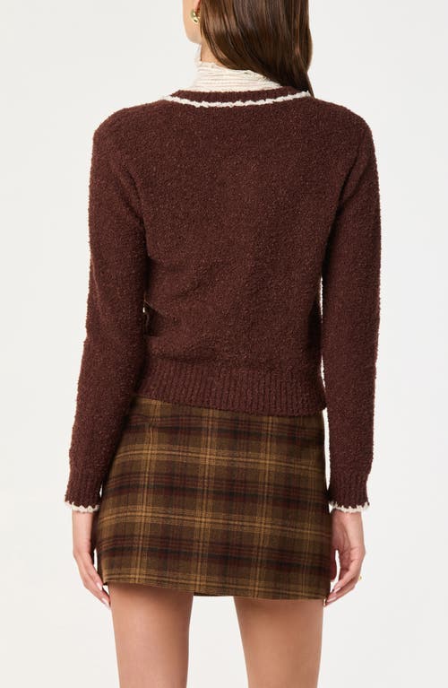 Astr The Label Contrast Stitch Cardigan In Brown