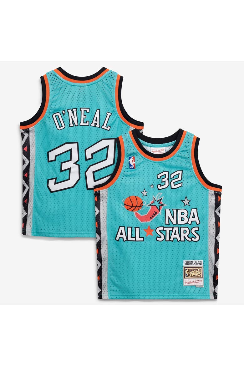 Youth Mitchell & Ness Shaquille O'Neal Teal 1996 NBA All-Star Game Hardwood Classics Swingman Jersey, Main, color, Teal
