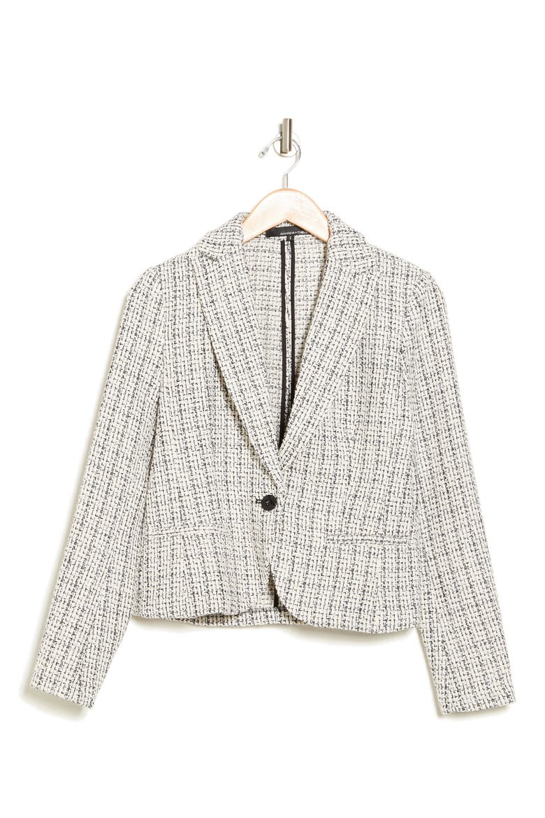 Bouclé Blazer, Alternate, color, IVORY/BLACK