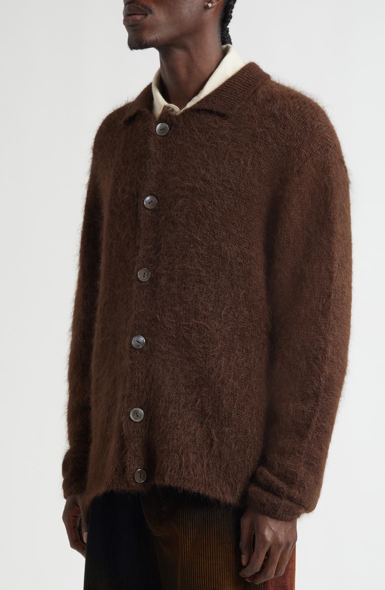 The Elder Statesman Thistle Alpaca Blend Cardigan, Alternate, color, Wenge