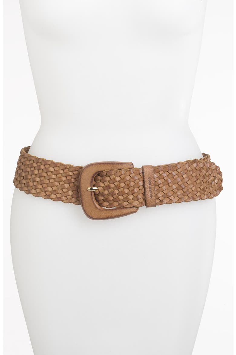 Braided Leather Belt, Main, color, NATURAL