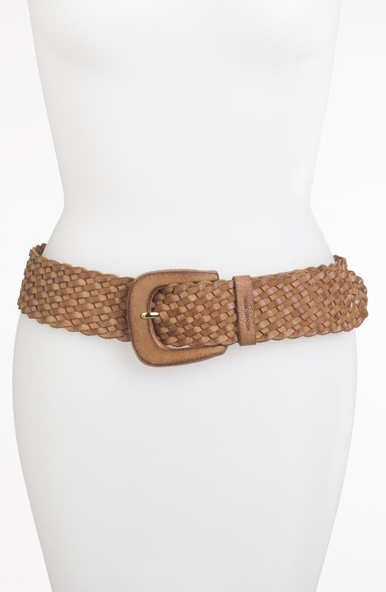 MICHAEL Michael Kors Braided Leather Belt, Main, color,