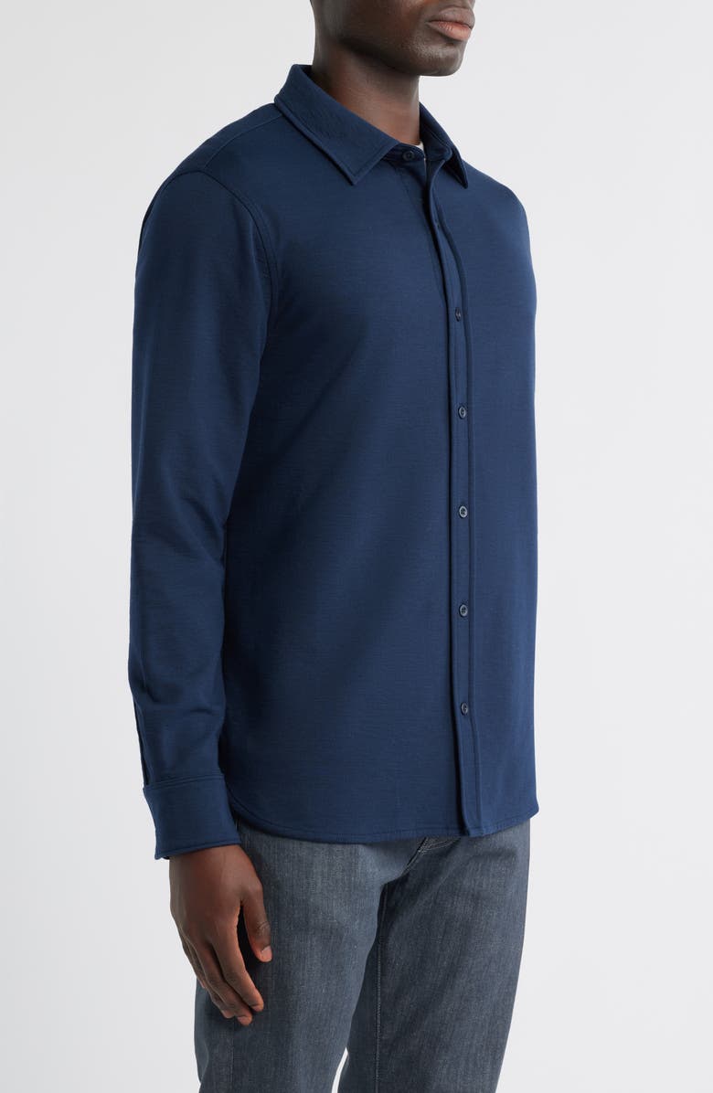 Nordstrom Knit Button-Up Shirt, Alternate, color, Navy Iris Heather