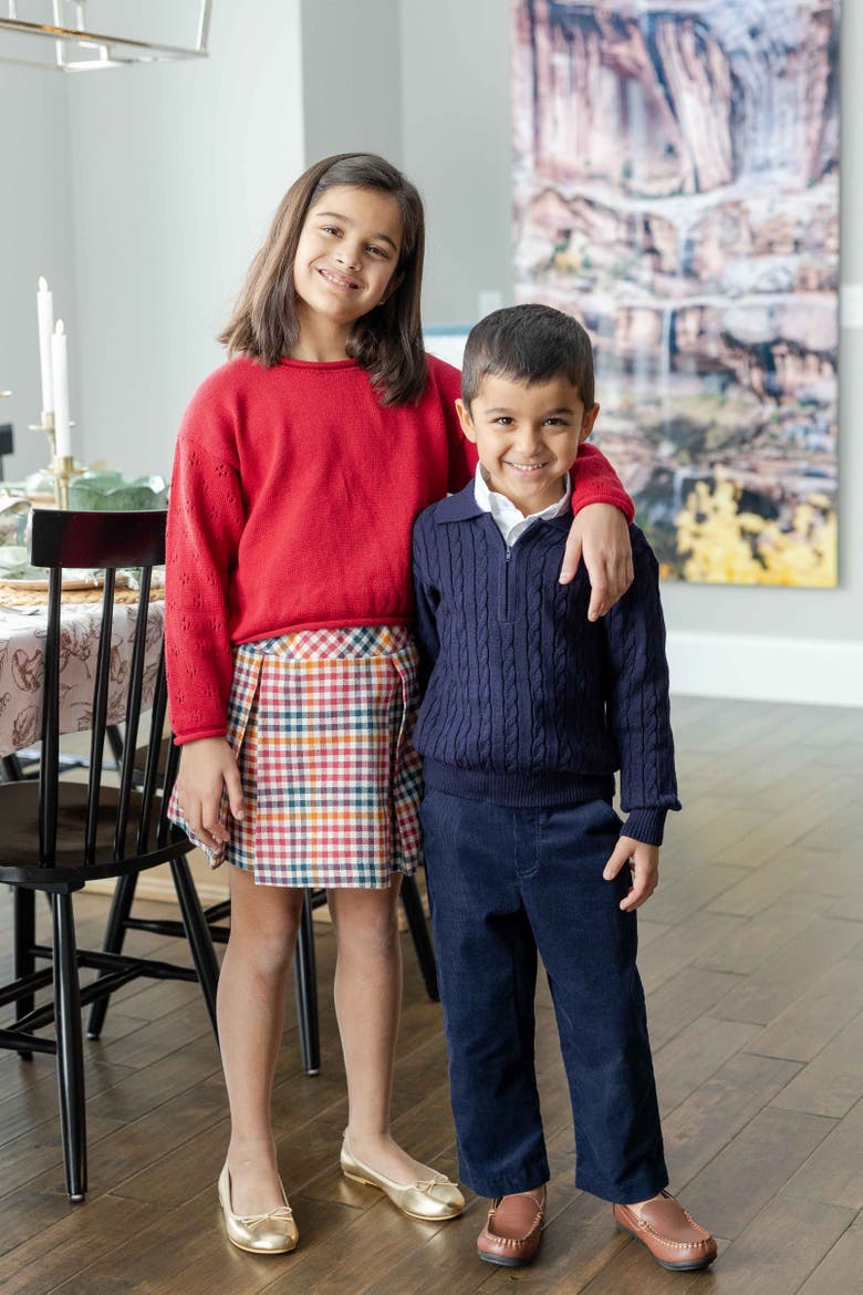 Sweater with Textured Sleeves, Alternate, color, Red