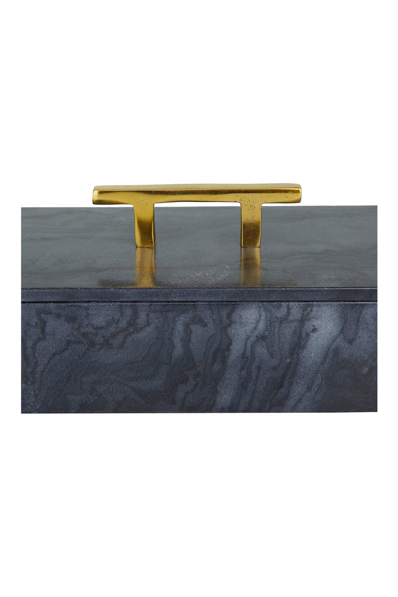Black Marble Box with Goldtone Handle - Set of 3, Alternate, color, BLACK