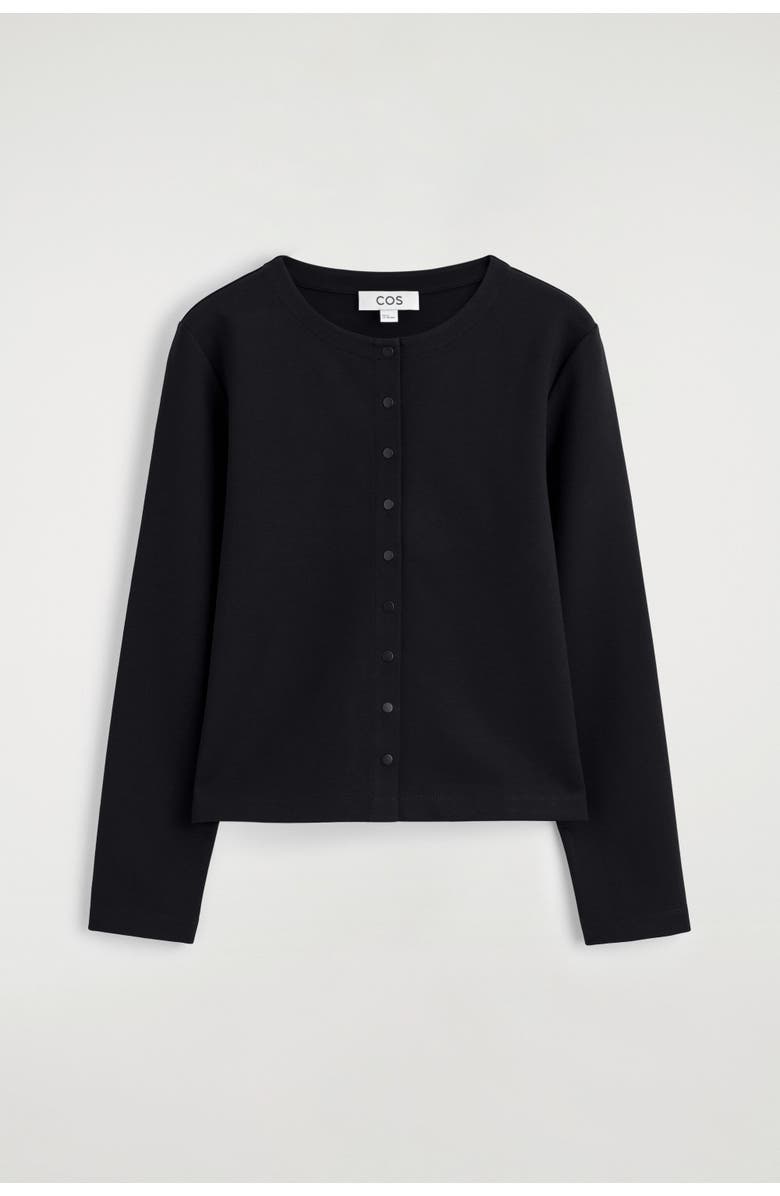 COS Minimal Jersey Cardigan, Alternate, color, Black