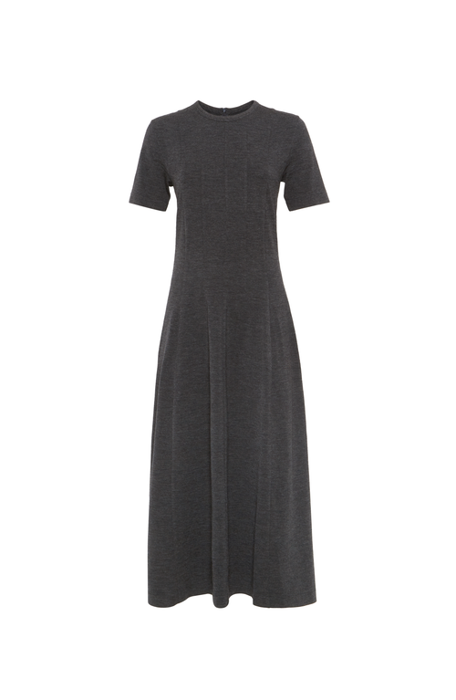 Brunello Cucinelli Short-sleeve Jersey Midi Dress In Gray