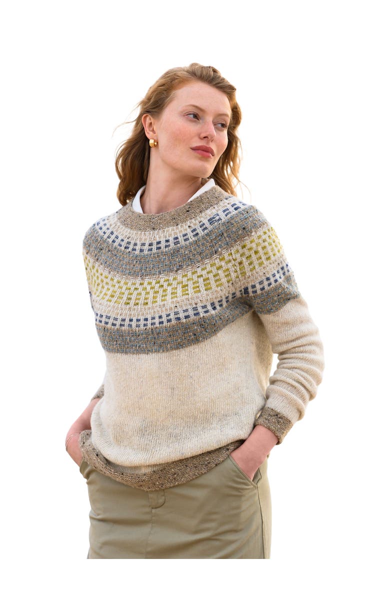 Celtic & Co. Float Stitch Yoke Donegal Sweater, Main, color, Ecru