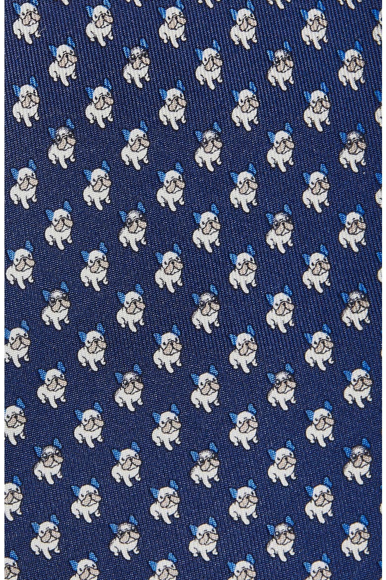 Zeus Dog Print Silk Twill Tie, Alternate, color, NAVY