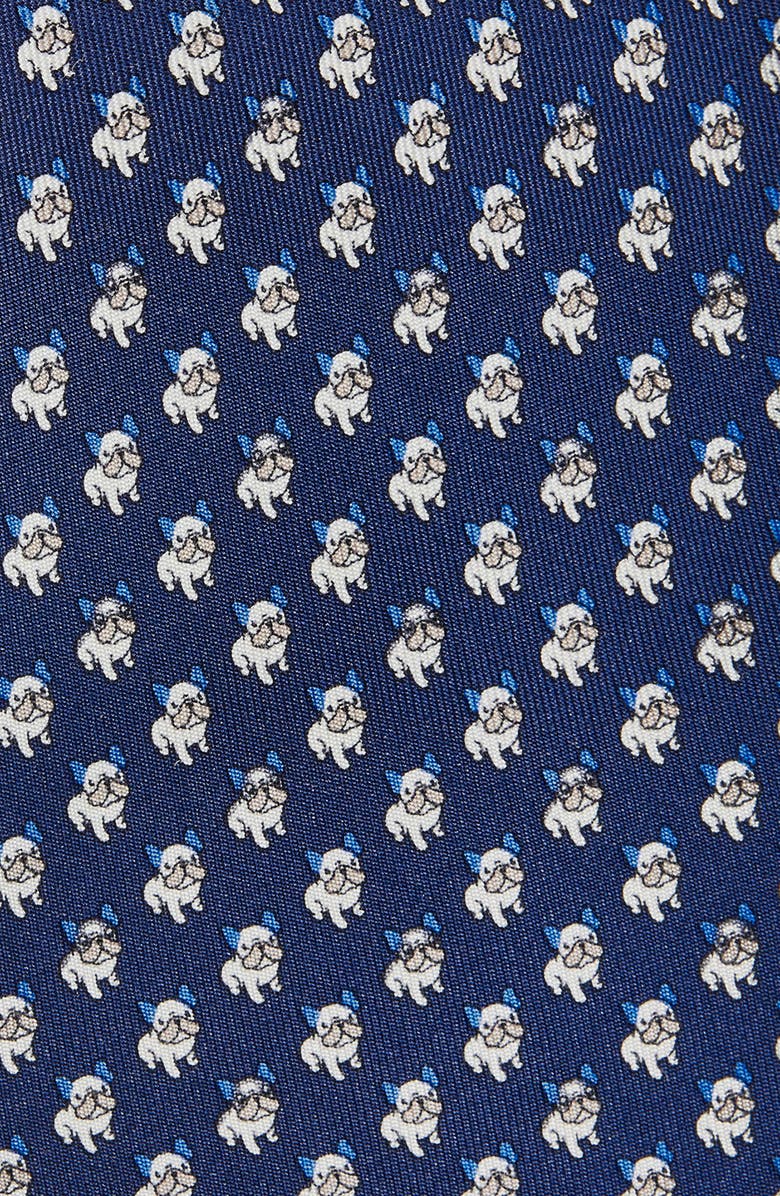 FERRAGAMO Zeus Dog Print Silk Twill Tie, Alternate, color, Navy