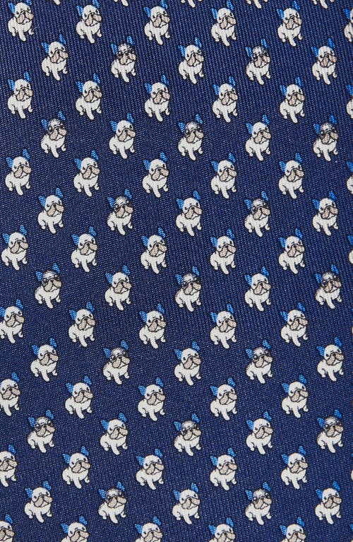 Ferragamo Zeus Dog Print Silk Twill Tie In Navy