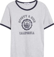 Sporty & Rich California Emblem Graphic Ringer T-Shirt