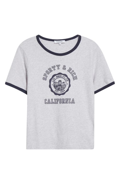 Sporty And Rich Emblem Ringer T-shirt In Gray