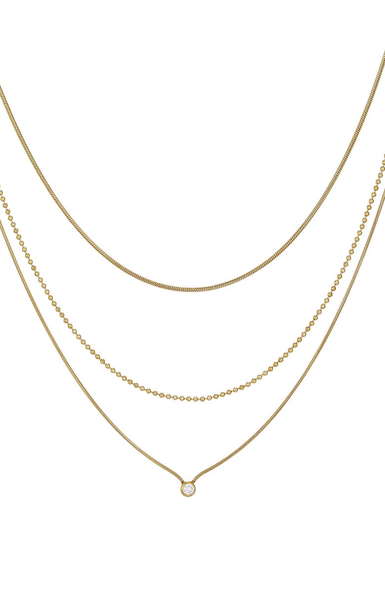Adornia Layered Cubic Zirconia Necklace, Main, color, Gold
